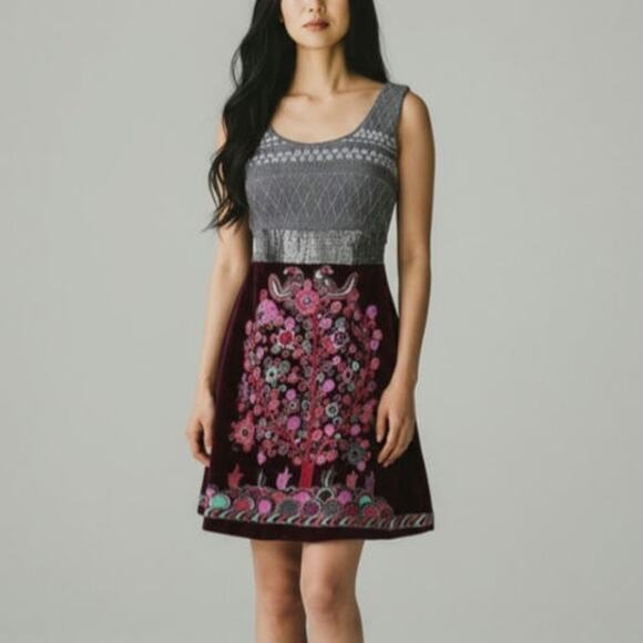 Free People Vintage Birds Of Paradise Metallic Size 4 Dress - Picture 1 of 14